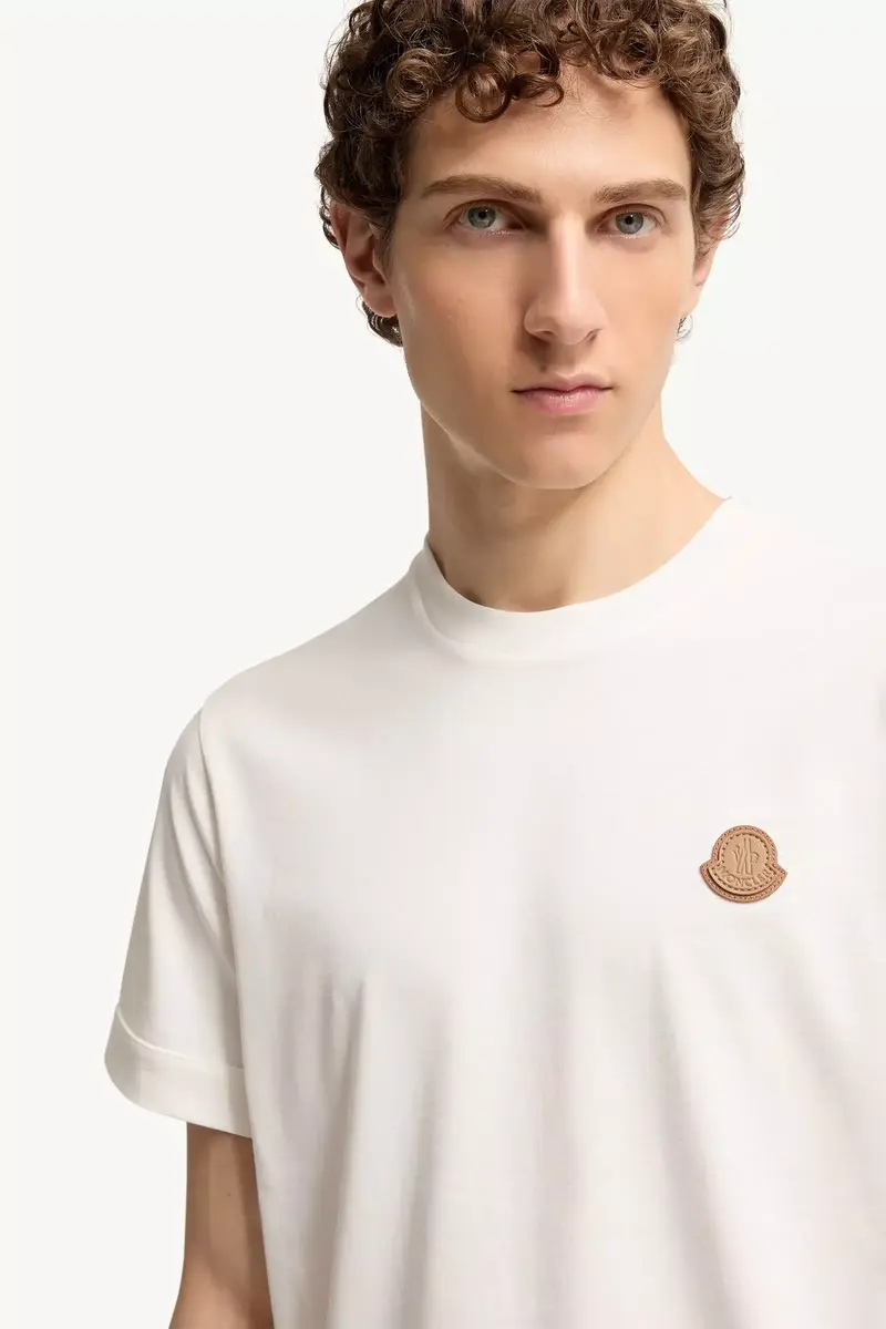 Moncler Double Leather Logo Cotton T-shirt | Thumbnail 6 Moncler Double Leather Logo Cotton T-shirt | Thumbnail 6