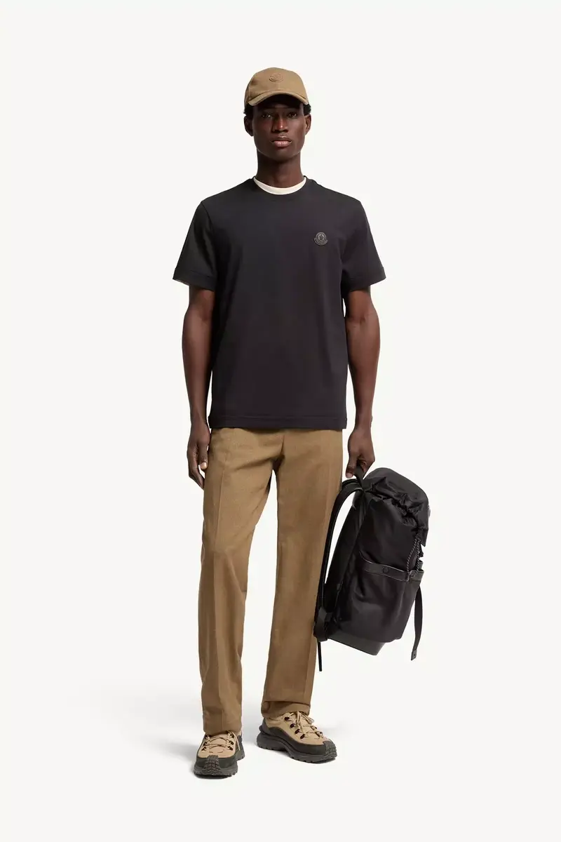 Moncler Double Leather Logo Cotton T-shirt | Thumbnail 2 Moncler Double Leather Logo Cotton T-shirt | Thumbnail 2