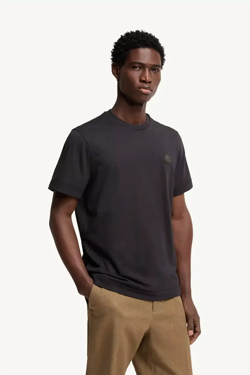 Moncler Double Leather Logo Cotton T-shirt | Thumbnail 4 Moncler Double Leather Logo Cotton T-shirt | Thumbnail 4
