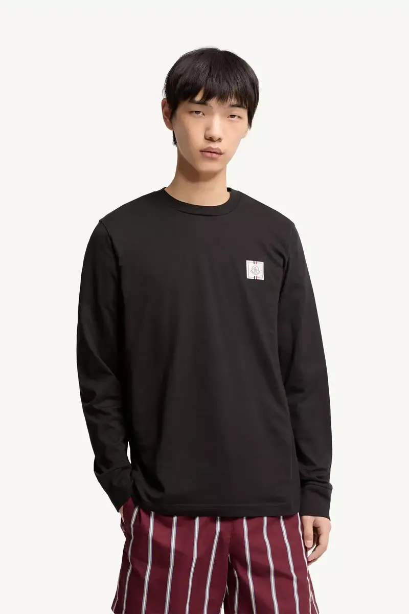 Moncler Tricolor Logo Long Sleeve Cotton T-shirt | Thumbnail 4 Moncler Tricolor Logo Long Sleeve Cotton T-shirt | Thumbnail 4