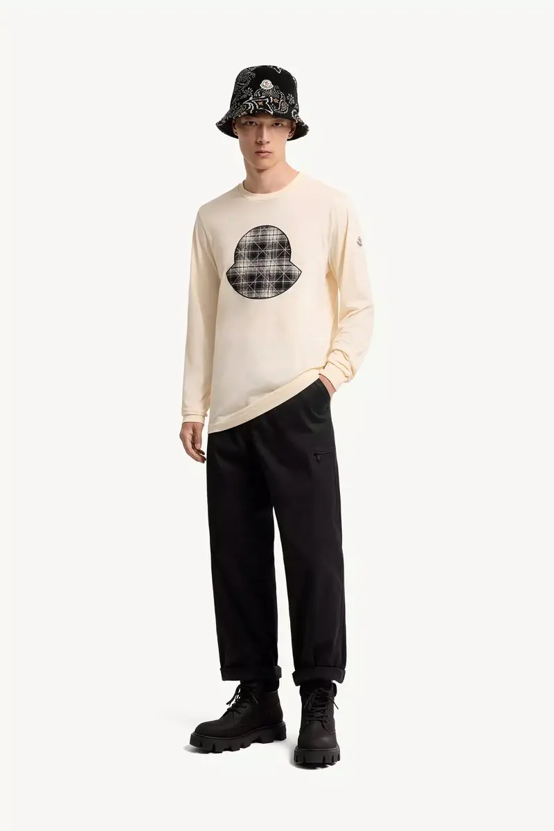 Moncler Check Panel Cotton Jersey T-shirt | Thumbnail 3 Moncler Check Panel Cotton Jersey T-shirt | Thumbnail 3