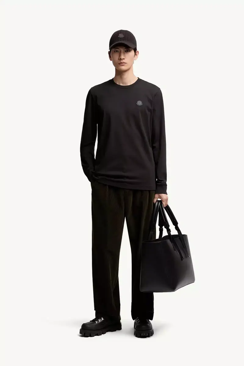 Moncler Leather Logo Long Sleeve Cotton T-shirt | Thumbnail 3 Moncler Leather Logo Long Sleeve Cotton T-shirt | Thumbnail 3