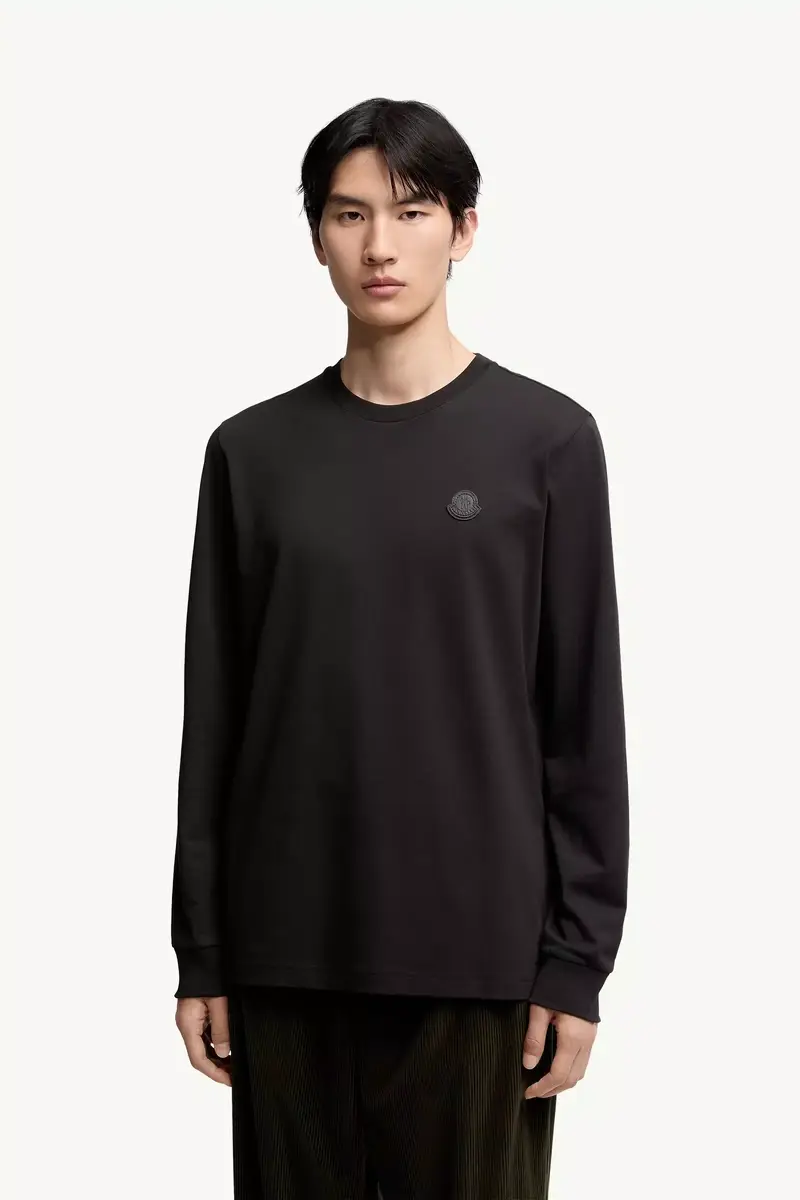 Moncler Leather Logo Long Sleeve Cotton T-shirt | Thumbnail 5 Moncler Leather Logo Long Sleeve Cotton T-shirt | Thumbnail 5