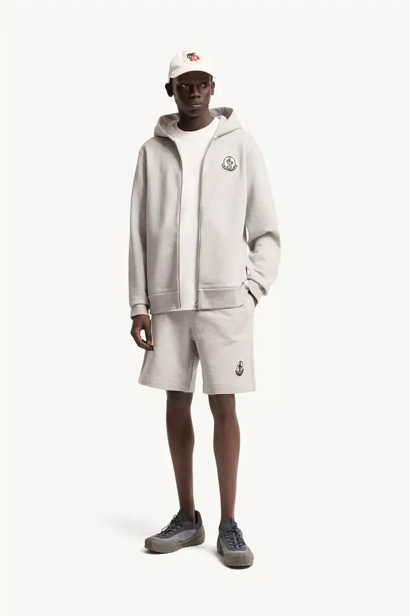 Moncler Sketched Logo Zip-up Cotton Hoodie | Thumbnail 3