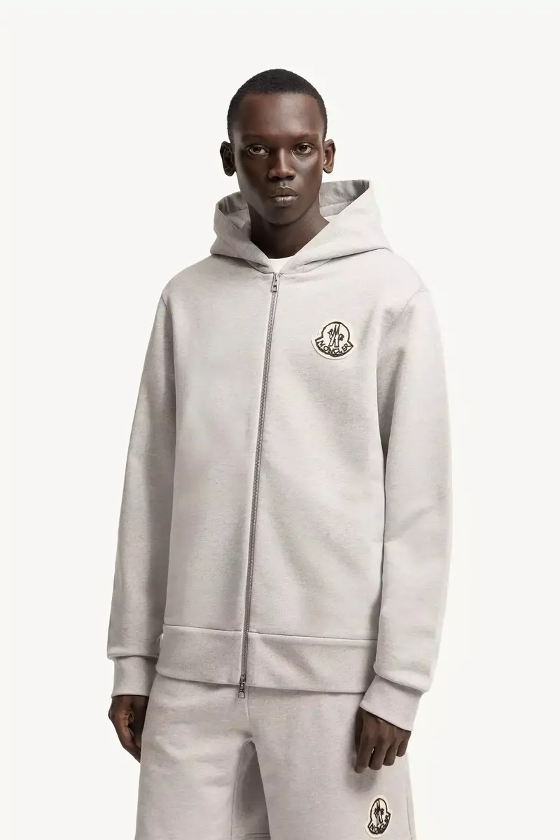 Moncler Sketched Logo Zip-up Cotton Hoodie | Thumbnail 5
