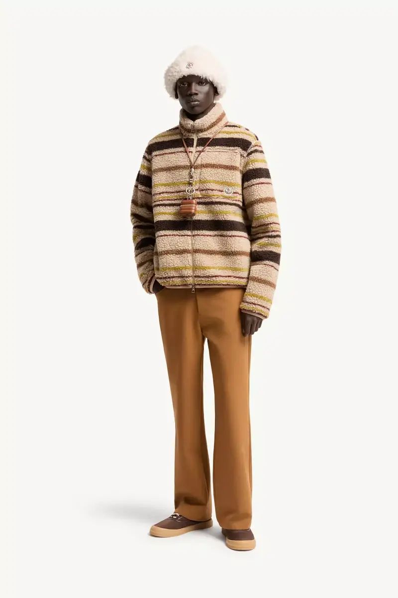 Moncler Striped Teddy Zip-up Cardigan | Thumbnail 3 Moncler Striped Teddy Zip-up Cardigan | Thumbnail 3