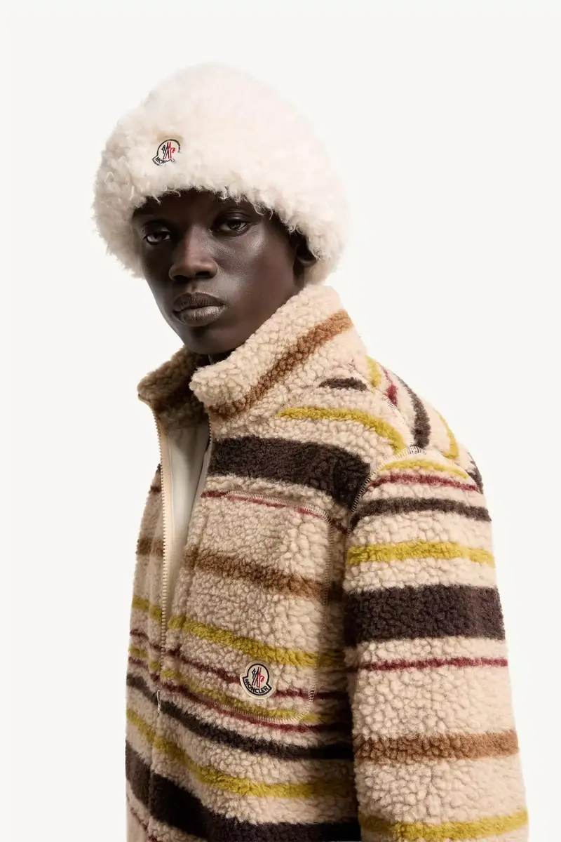 Moncler Striped Teddy Zip-up Cardigan | Thumbnail 4 Moncler Striped Teddy Zip-up Cardigan | Thumbnail 4