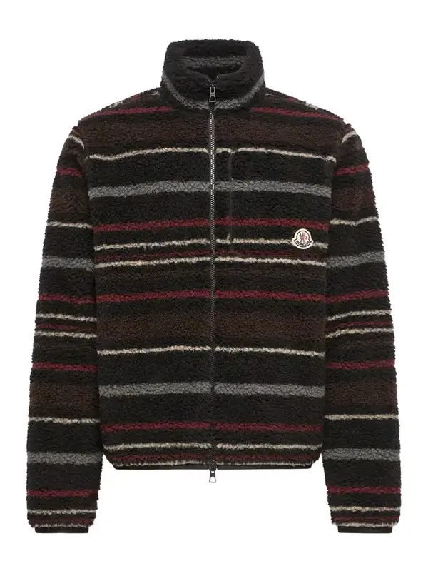 Moncler Striped Teddy Zip-up Cardigan