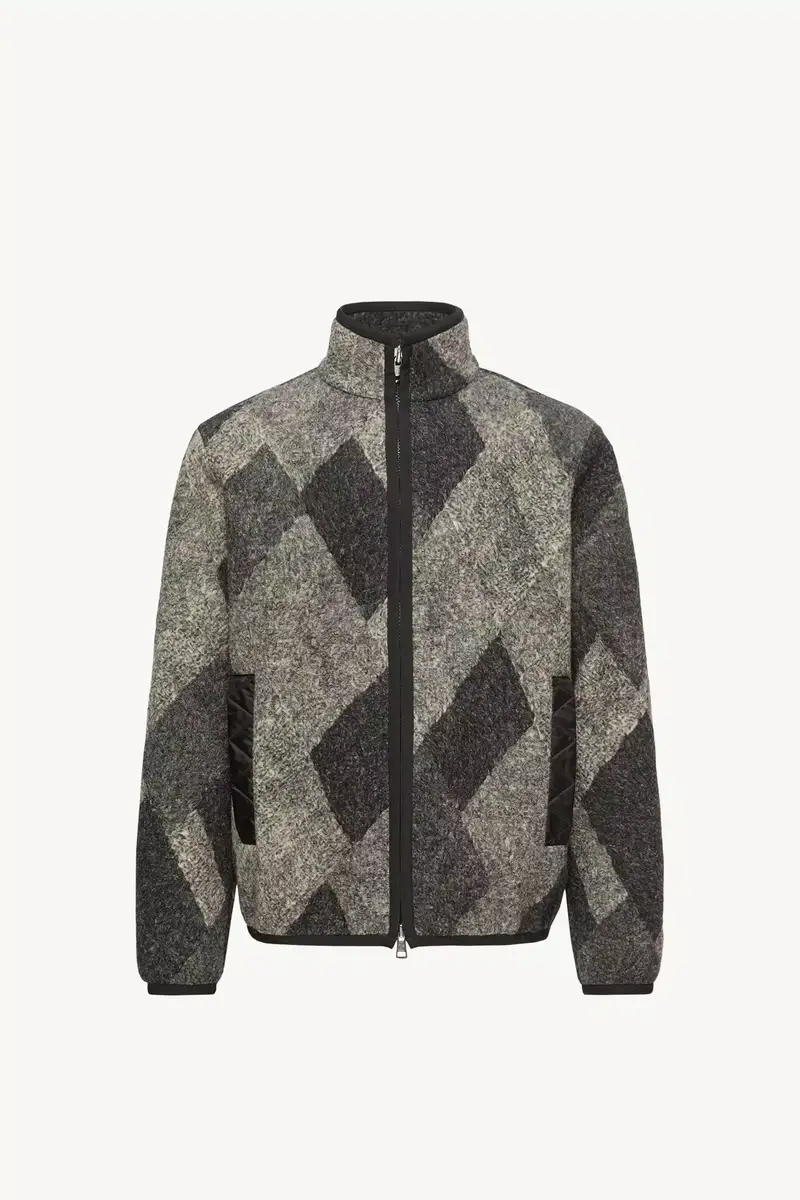 Moncler Diamond Pattern Wool Blend Zip-up Cardigan | Thumbnail 2 Moncler Diamond Pattern Wool Blend Zip-up Cardigan | Thumbnail 2