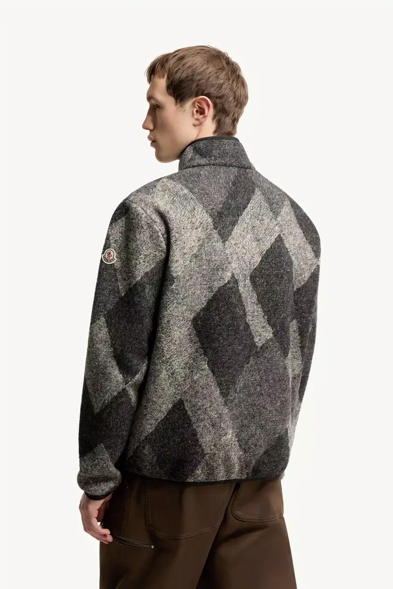 Moncler Diamond Pattern Wool Blend Zip-up Cardigan | Thumbnail 6 Moncler Diamond Pattern Wool Blend Zip-up Cardigan | Thumbnail 6