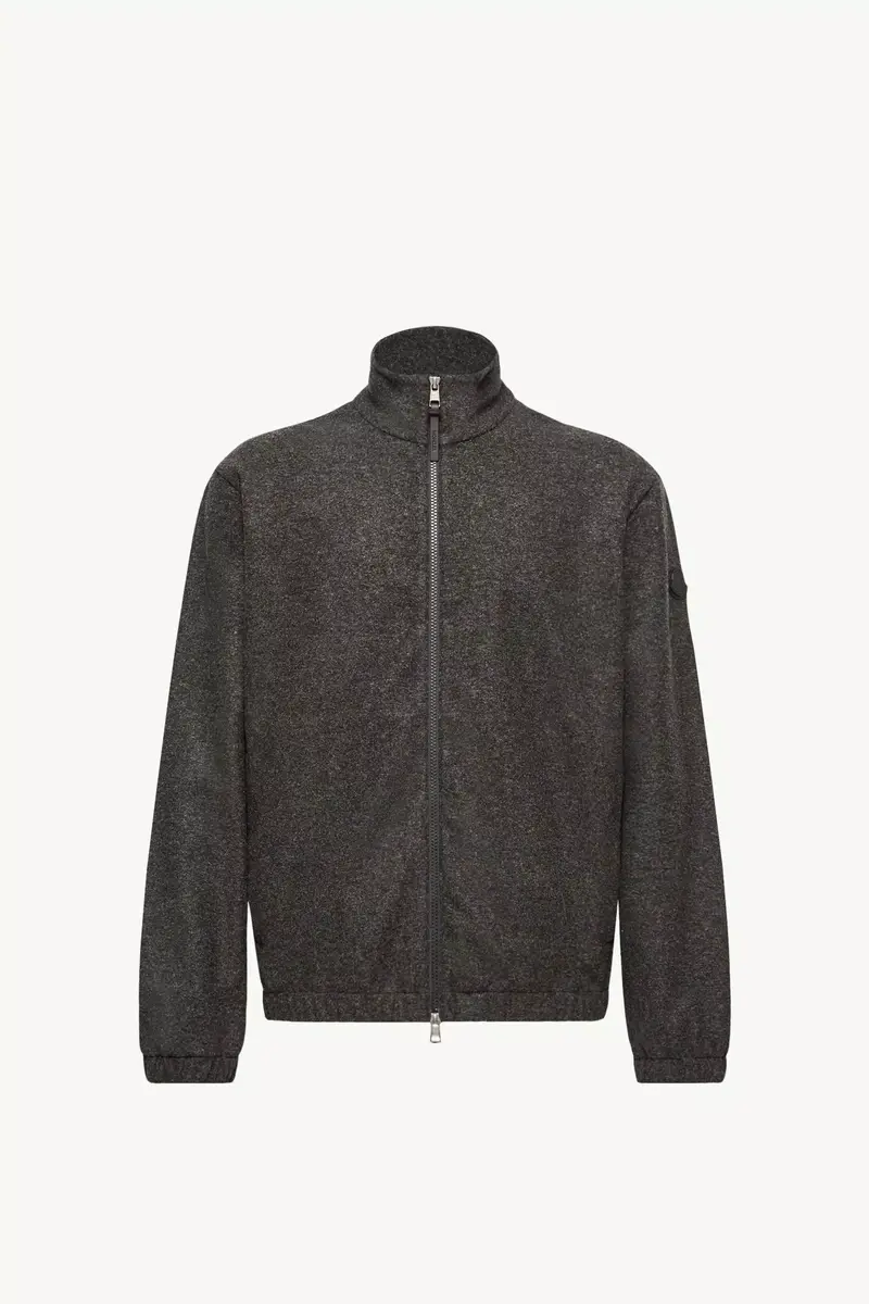 Moncler Leather Logo Zip-up Cardigan | Thumbnail 2 Moncler Leather Logo Zip-up Cardigan | Thumbnail 2