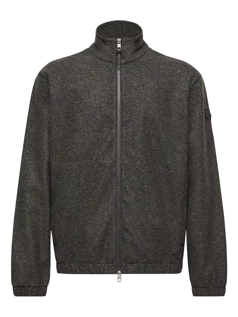 Leather Logo Zip-up Cardigan