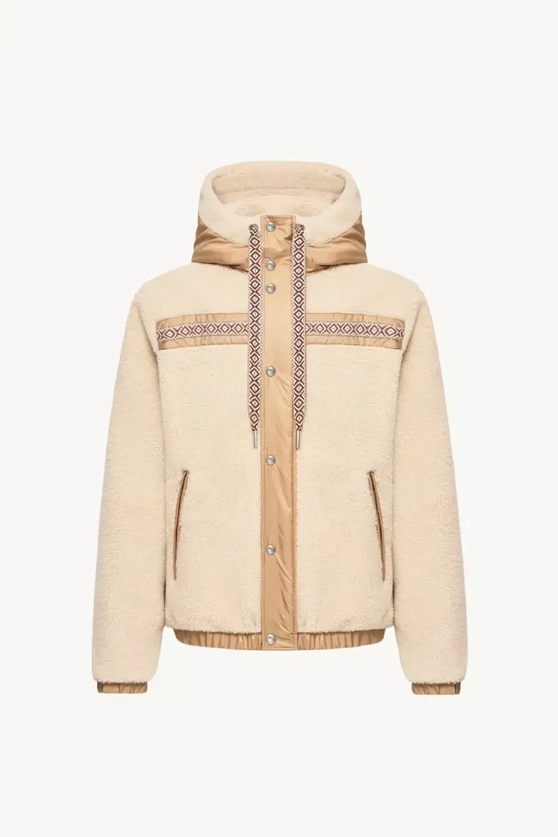 Moncler Geometric Trim Teddy Zip-up Hoodie | Thumbnail 2 Moncler Geometric Trim Teddy Zip-up Hoodie | Thumbnail 2