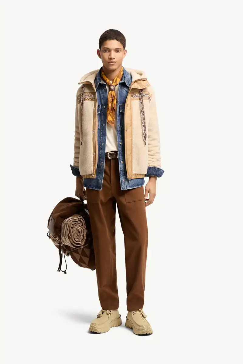 Moncler Geometric Trim Teddy Zip-up Hoodie | Thumbnail 3 Moncler Geometric Trim Teddy Zip-up Hoodie | Thumbnail 3