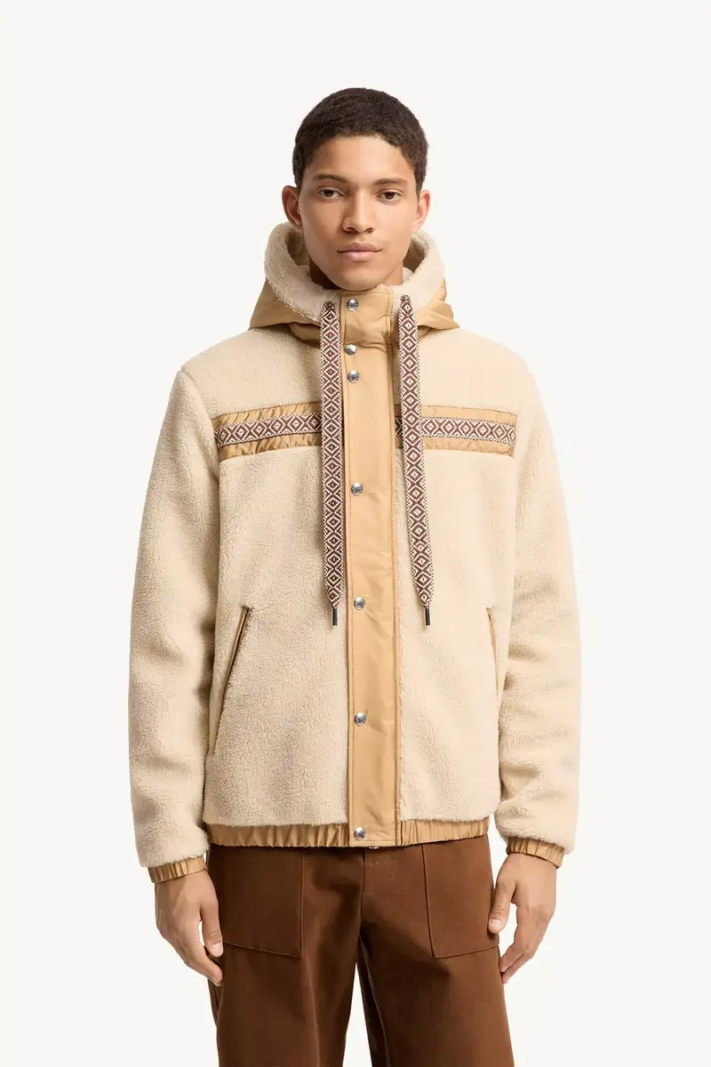 Moncler Geometric Trim Teddy Zip-up Hoodie | Thumbnail 5 Moncler Geometric Trim Teddy Zip-up Hoodie | Thumbnail 5