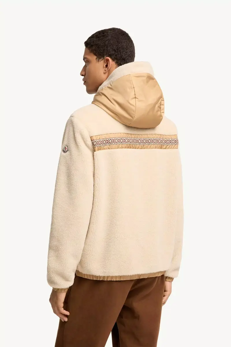 Moncler Geometric Trim Teddy Zip-up Hoodie | Thumbnail 6 Moncler Geometric Trim Teddy Zip-up Hoodie | Thumbnail 6