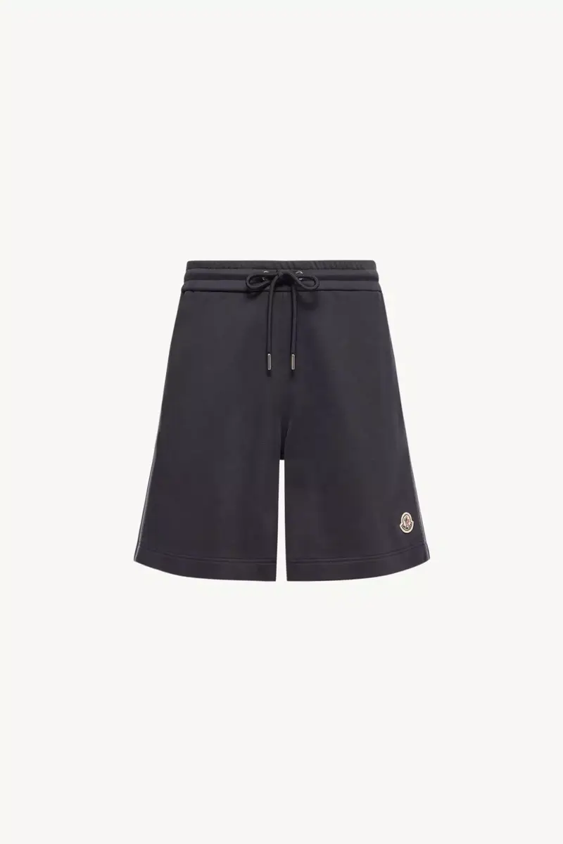 Moncler Striped Trim Cotton Fleece Shorts | Thumbnail 2 Moncler Striped Trim Cotton Fleece Shorts | Thumbnail 2