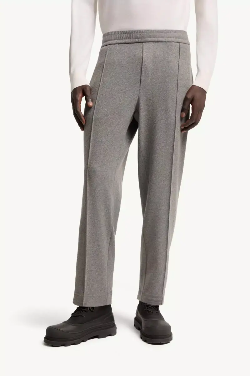 Moncler Leather Logo Flannel Pants | Thumbnail 5 Moncler Leather Logo Flannel Pants | Thumbnail 5