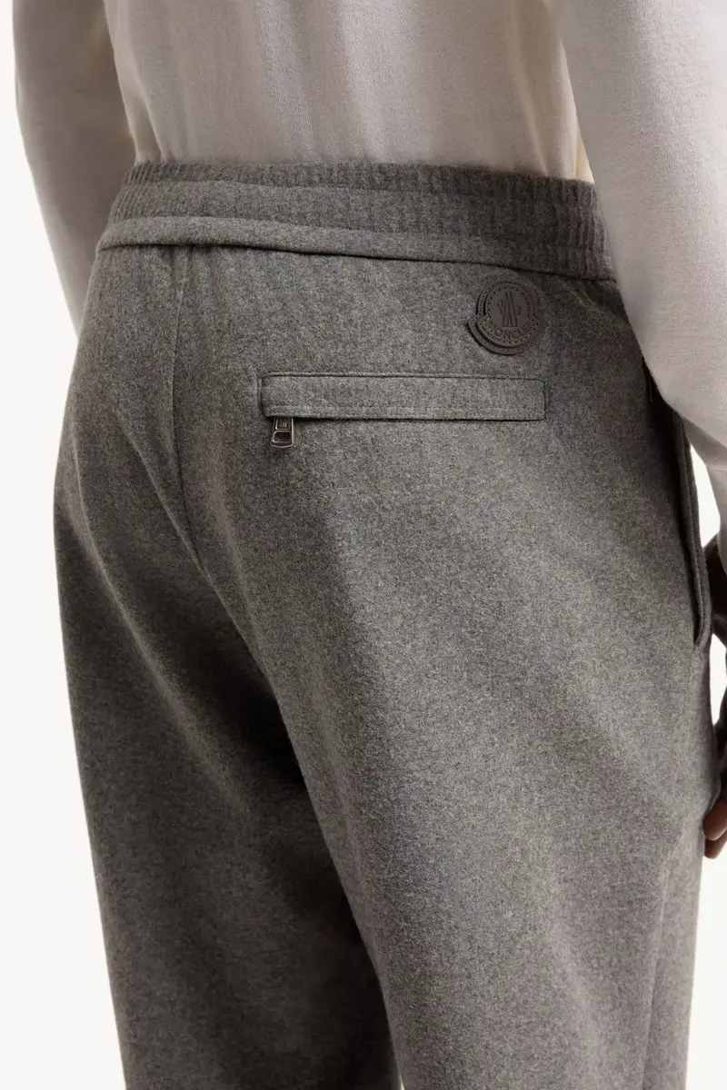 Moncler Leather Logo Flannel Pants | Thumbnail 7 Moncler Leather Logo Flannel Pants | Thumbnail 7
