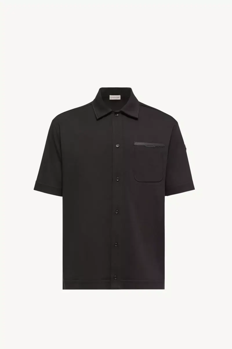 Moncler Leather Logo Cotton Short Sleeve Shirt | Thumbnail 2 Moncler Leather Logo Cotton Short Sleeve Shirt | Thumbnail 2