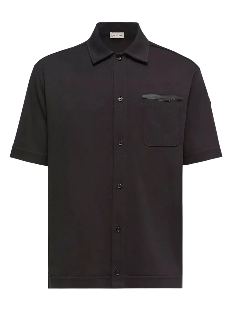 Leather Logo Cotton Short Sleeve Shirt
