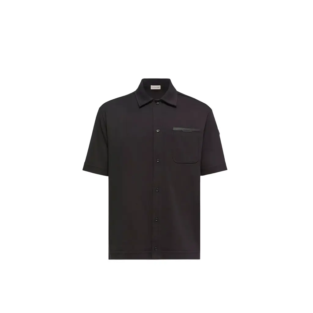 Leather Logo Cotton Short Sleeve Shirt