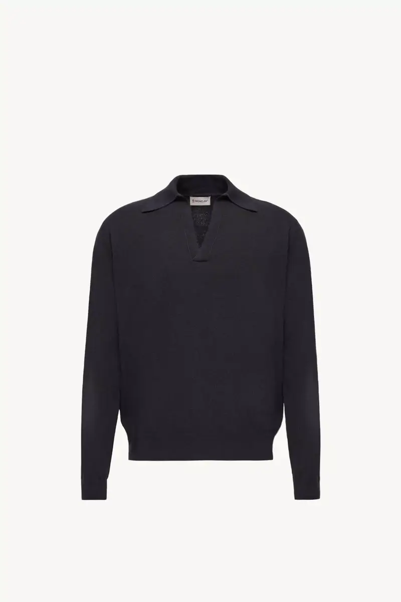 Moncler Wool & Cashmere Long Sleeve Polo Shirt | Thumbnail 2 Moncler Wool & Cashmere Long Sleeve Polo Shirt | Thumbnail 2