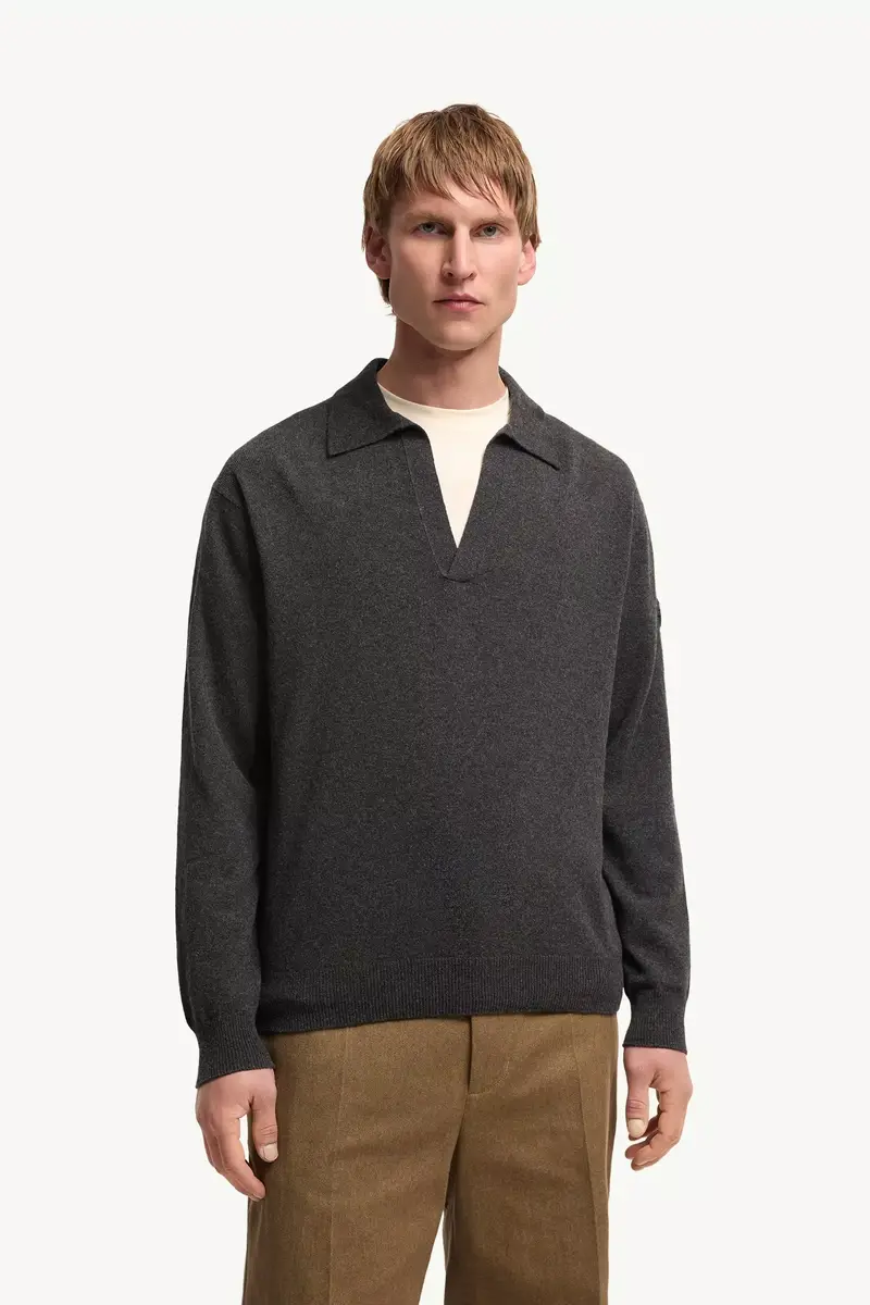 Moncler Wool & Cashmere Long Sleeve Polo Shirt | Thumbnail 5 Moncler Wool & Cashmere Long Sleeve Polo Shirt | Thumbnail 5