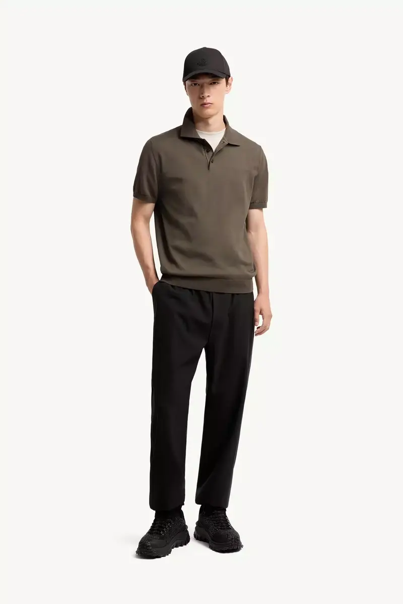 Moncler Logo Cotton Knit Polo | Thumbnail 3 Moncler Logo Cotton Knit Polo | Thumbnail 3