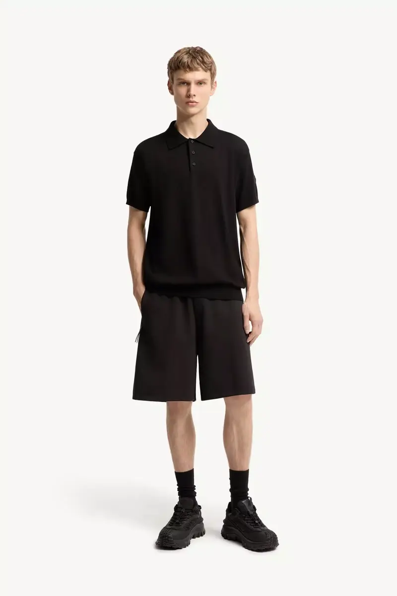 Moncler Logo Cotton Knit Polo | Thumbnail 3 Moncler Logo Cotton Knit Polo | Thumbnail 3