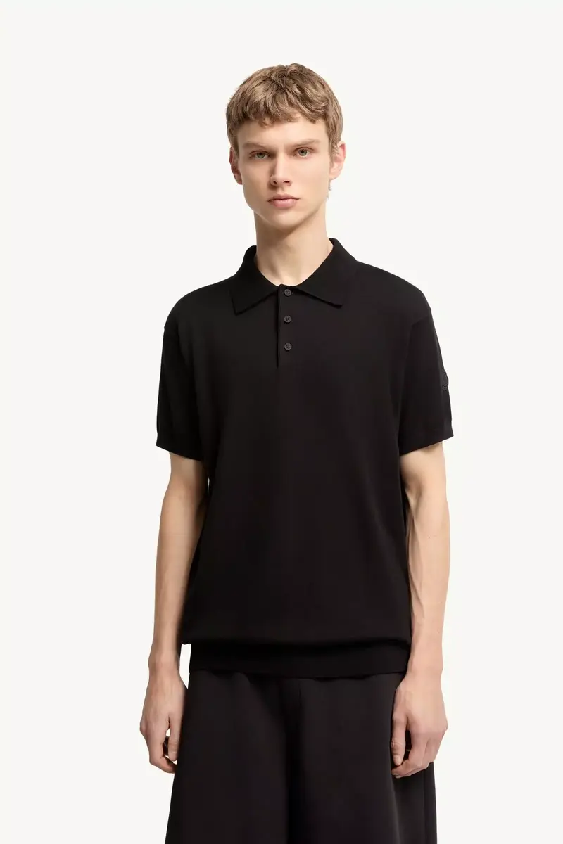 Moncler Logo Cotton Knit Polo | Thumbnail 5 Moncler Logo Cotton Knit Polo | Thumbnail 5