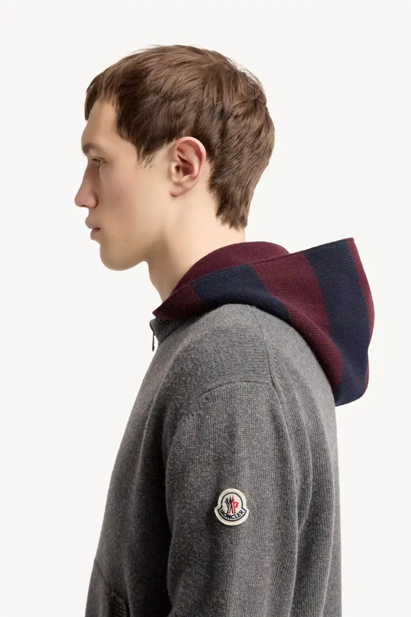Moncler Striped Hood Wool & Cashmere Cardigan | Thumbnail 4 Moncler Striped Hood Wool & Cashmere Cardigan | Thumbnail 4