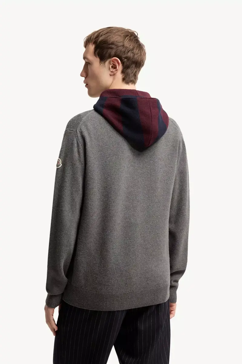Moncler Striped Hood Wool & Cashmere Cardigan | Thumbnail 6 Moncler Striped Hood Wool & Cashmere Cardigan | Thumbnail 6