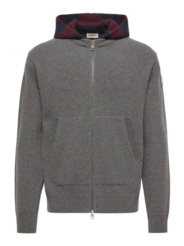 Striped Hood Wool & Cashmere Cardigan Striped Hood Wool & Cashmere Cardigan
