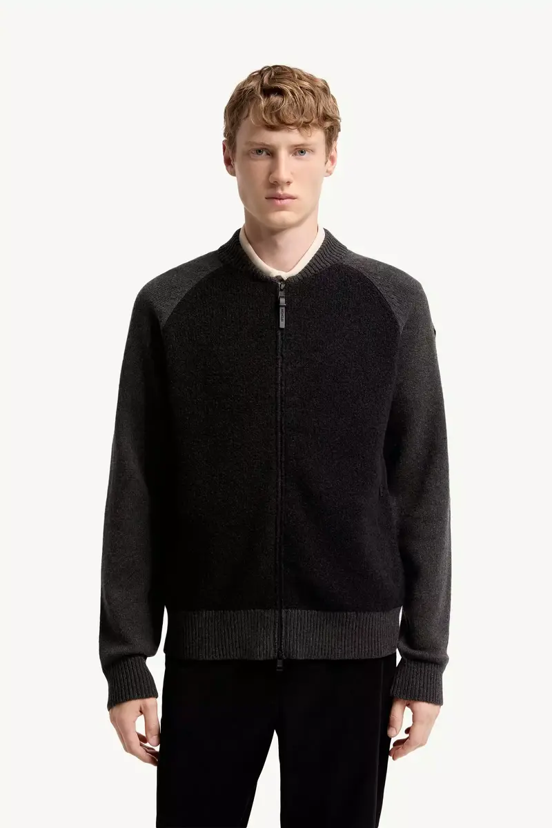 Moncler Bouclé Wool & Cashmere Blend Zip Cardigan | Thumbnail 5 Moncler Bouclé Wool & Cashmere Blend Zip Cardigan | Thumbnail 5