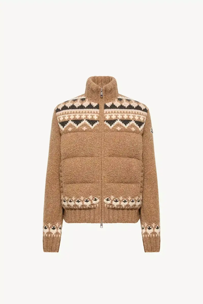 Moncler Geometric Bouclé Down Cardigan | Thumbnail 2 Moncler Geometric Bouclé Down Cardigan | Thumbnail 2