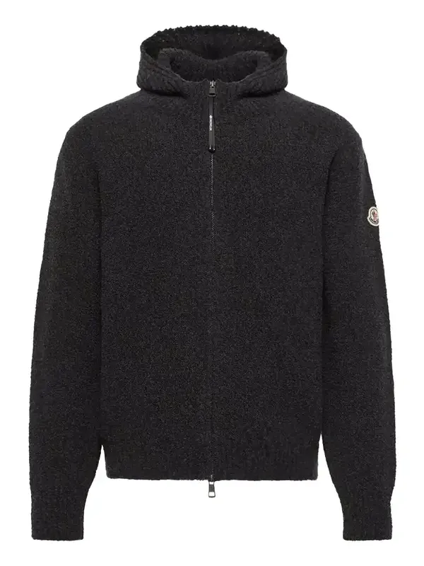 Moncler Bouclé Wool Blend Zip-up Hoodie