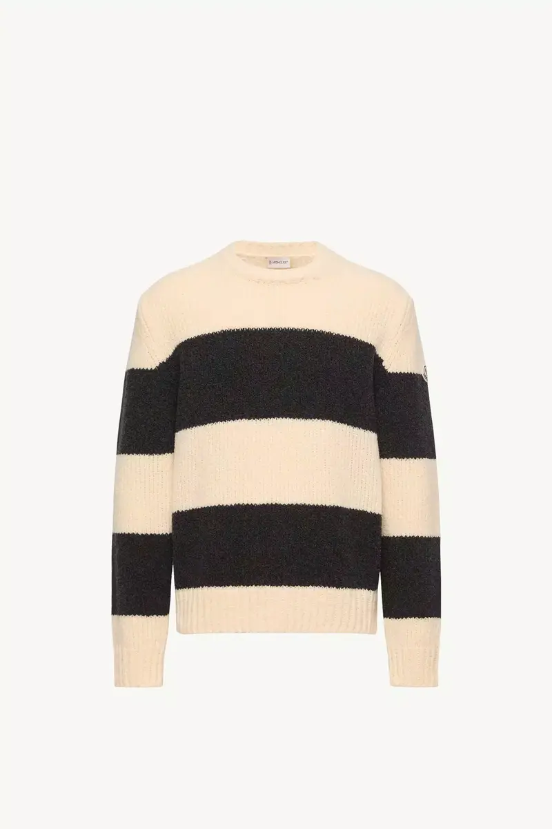 Moncler Striped Wool Blend Bouclé Sweater | Thumbnail 2 Moncler Striped Wool Blend Bouclé Sweater | Thumbnail 2