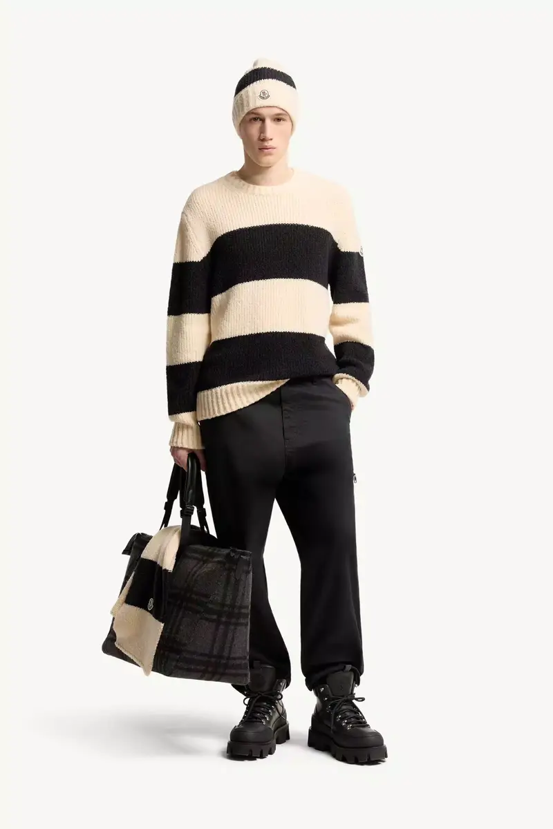 Moncler Striped Wool Blend Bouclé Sweater | Thumbnail 3 Moncler Striped Wool Blend Bouclé Sweater | Thumbnail 3