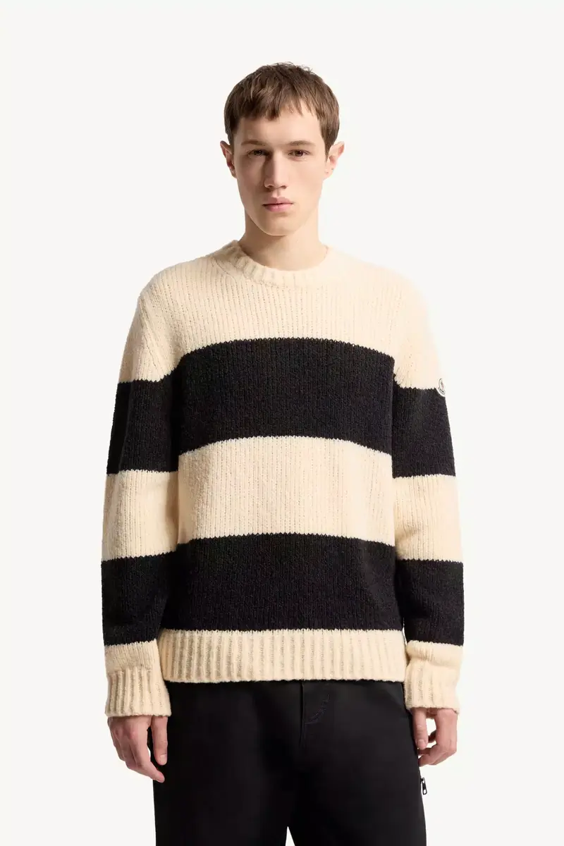 Moncler Striped Wool Blend Bouclé Sweater | Thumbnail 5 Moncler Striped Wool Blend Bouclé Sweater | Thumbnail 5