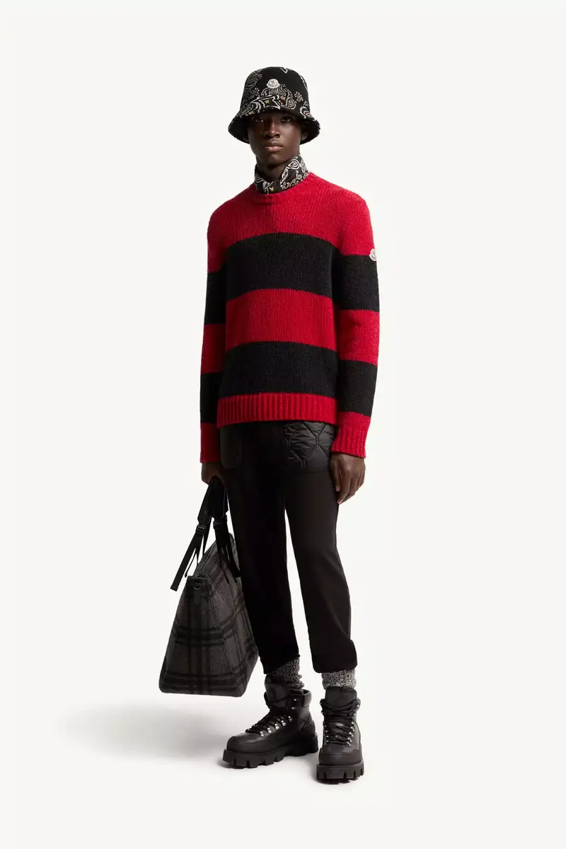 Moncler Striped Wool Blend Bouclé Sweater | Thumbnail 3 Moncler Striped Wool Blend Bouclé Sweater | Thumbnail 3