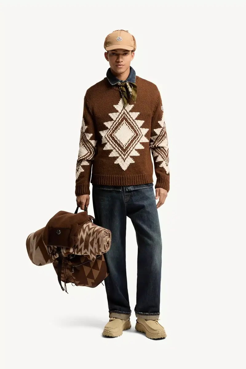 Moncler Geometric Jacquard Wool Blend Sweater | Thumbnail 3 Moncler Geometric Jacquard Wool Blend Sweater | Thumbnail 3