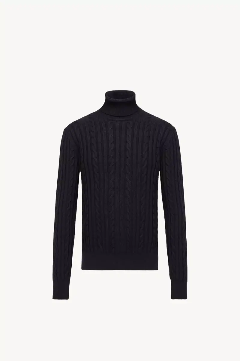Moncler Leather Logo Wool Sweater | Thumbnail 2 Moncler Leather Logo Wool Sweater | Thumbnail 2