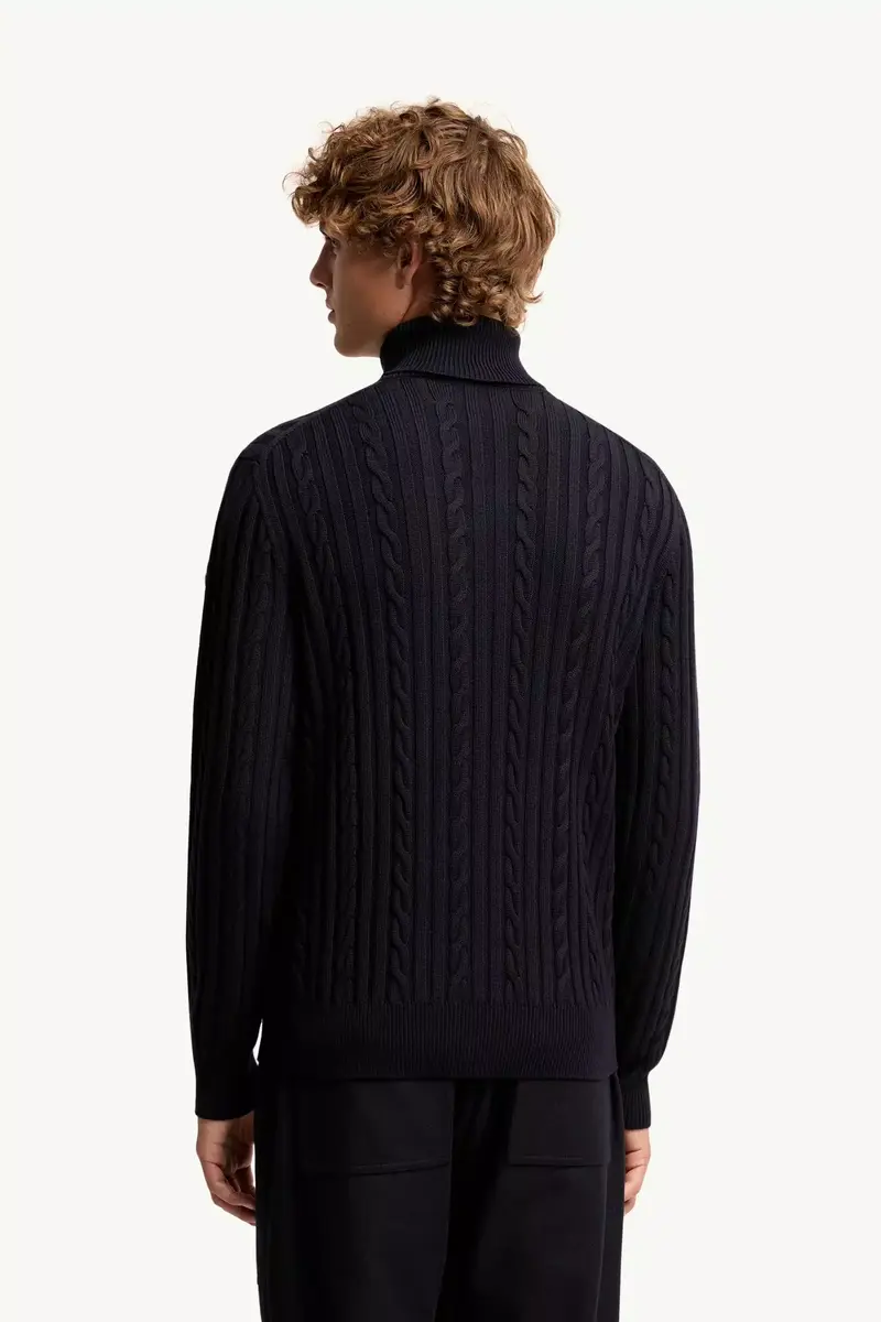 Moncler Leather Logo Wool Sweater | Thumbnail 6 Moncler Leather Logo Wool Sweater | Thumbnail 6