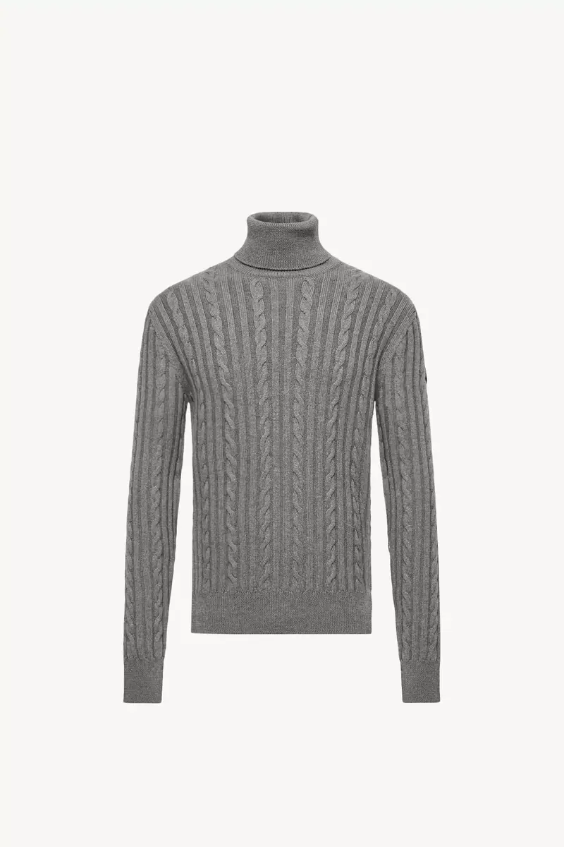 Moncler Leather Logo Wool Sweater | Thumbnail 2 Moncler Leather Logo Wool Sweater | Thumbnail 2