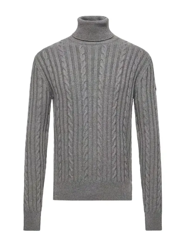 Leather Logo Wool Sweater