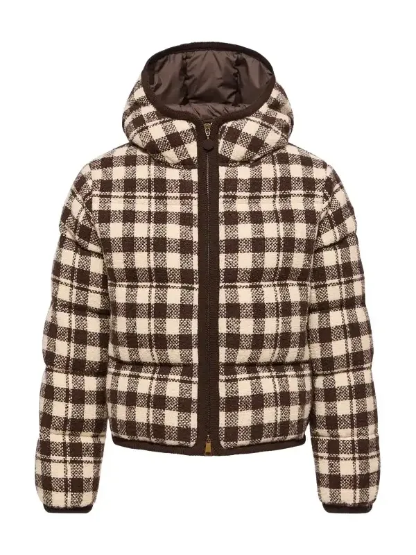 Abstraction Hooded Wool Blend Short Down Jacket