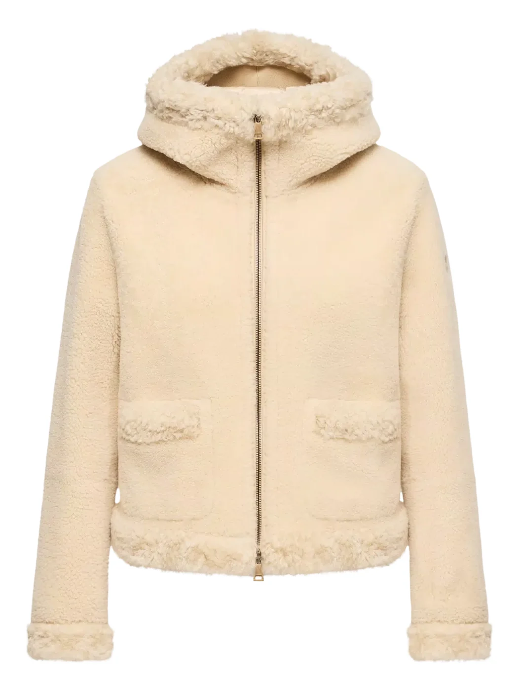 Leuctre Hooded Shearling Short Down Jacket