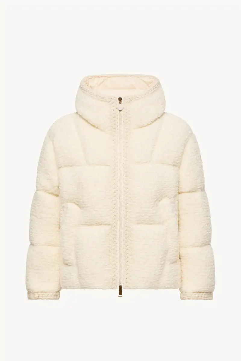 Moncler Cristallin Hooded Wool Blend Short Down Jacket | Thumbnail 2