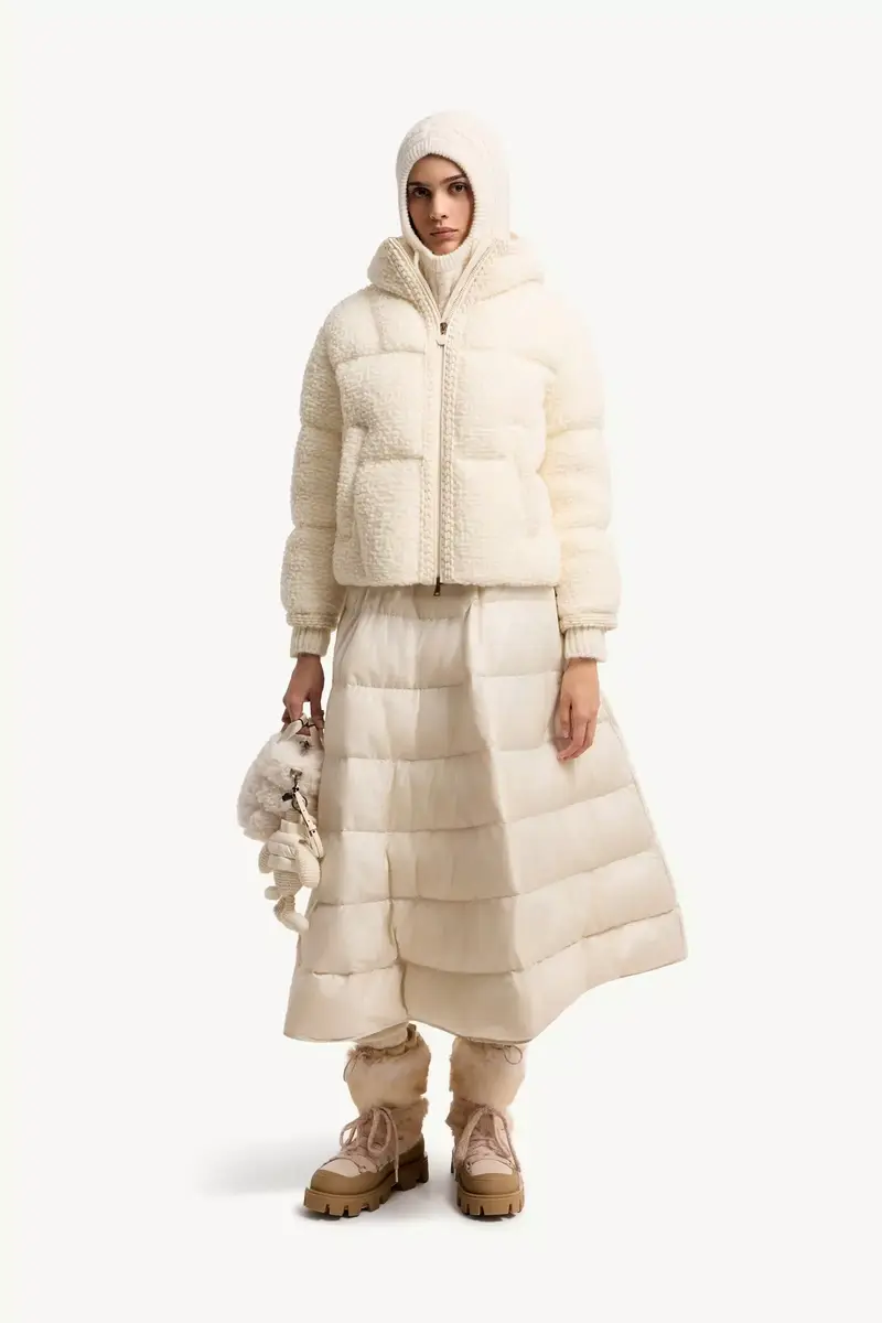 Moncler Cristallin Hooded Wool Blend Short Down Jacket | Thumbnail 3